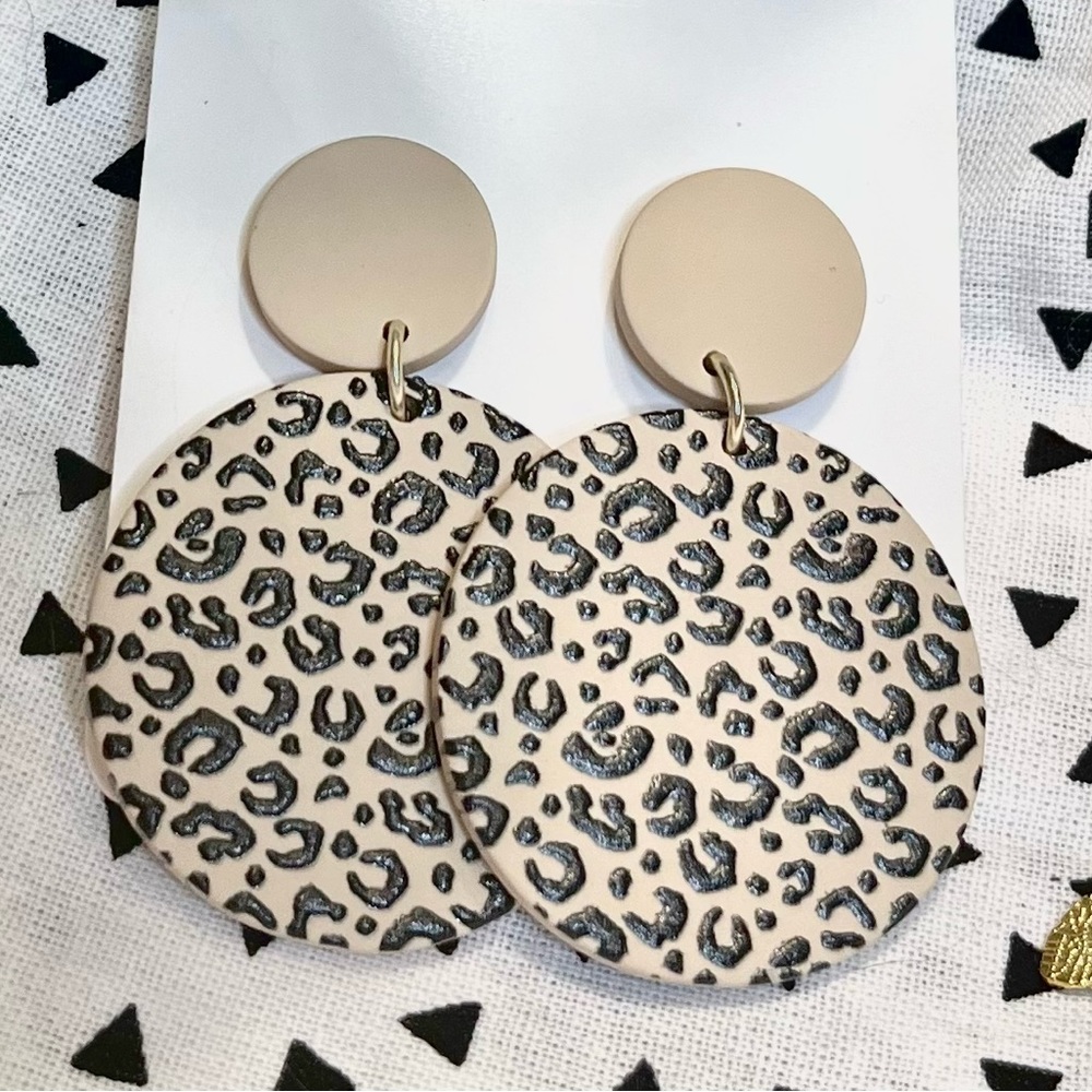 Cheetah print polymer clay earrings